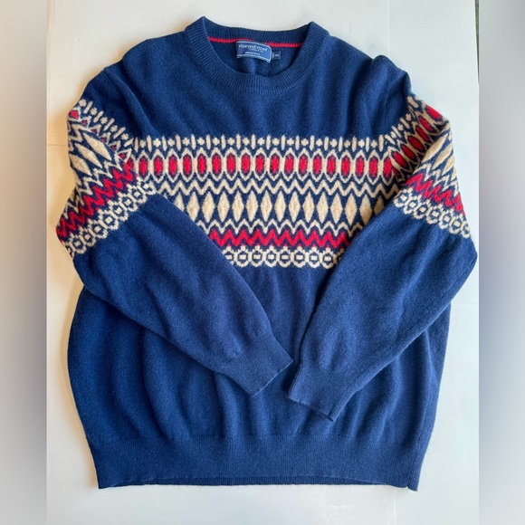 Vineyard Vines Men’s Heritage Fair Isle Merino Wool Crewneck Sweater Navy XXL - Picture 3 of 15